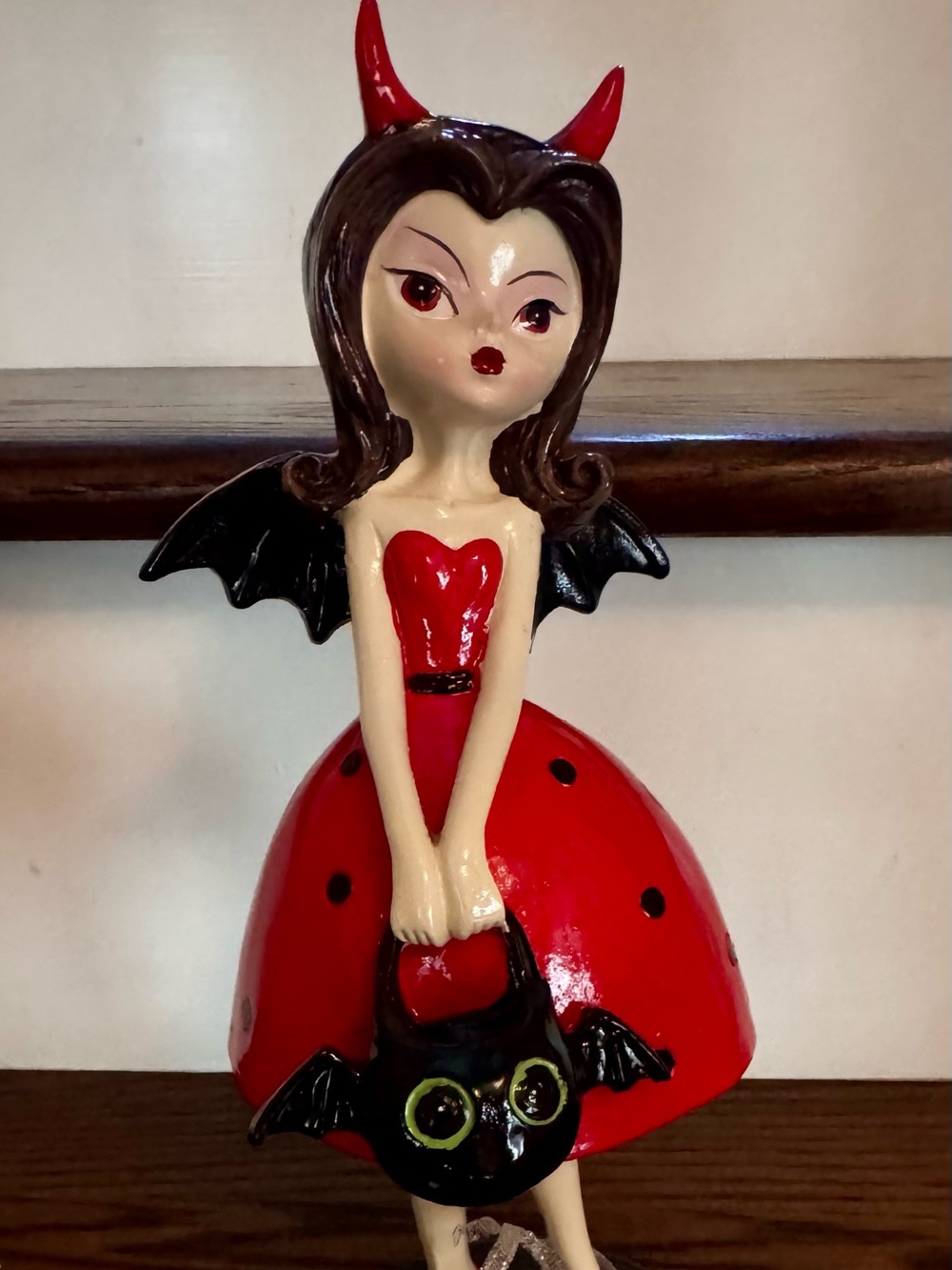 Bella Lux Red Devil Girl Figurine Decorative Halloween Accent